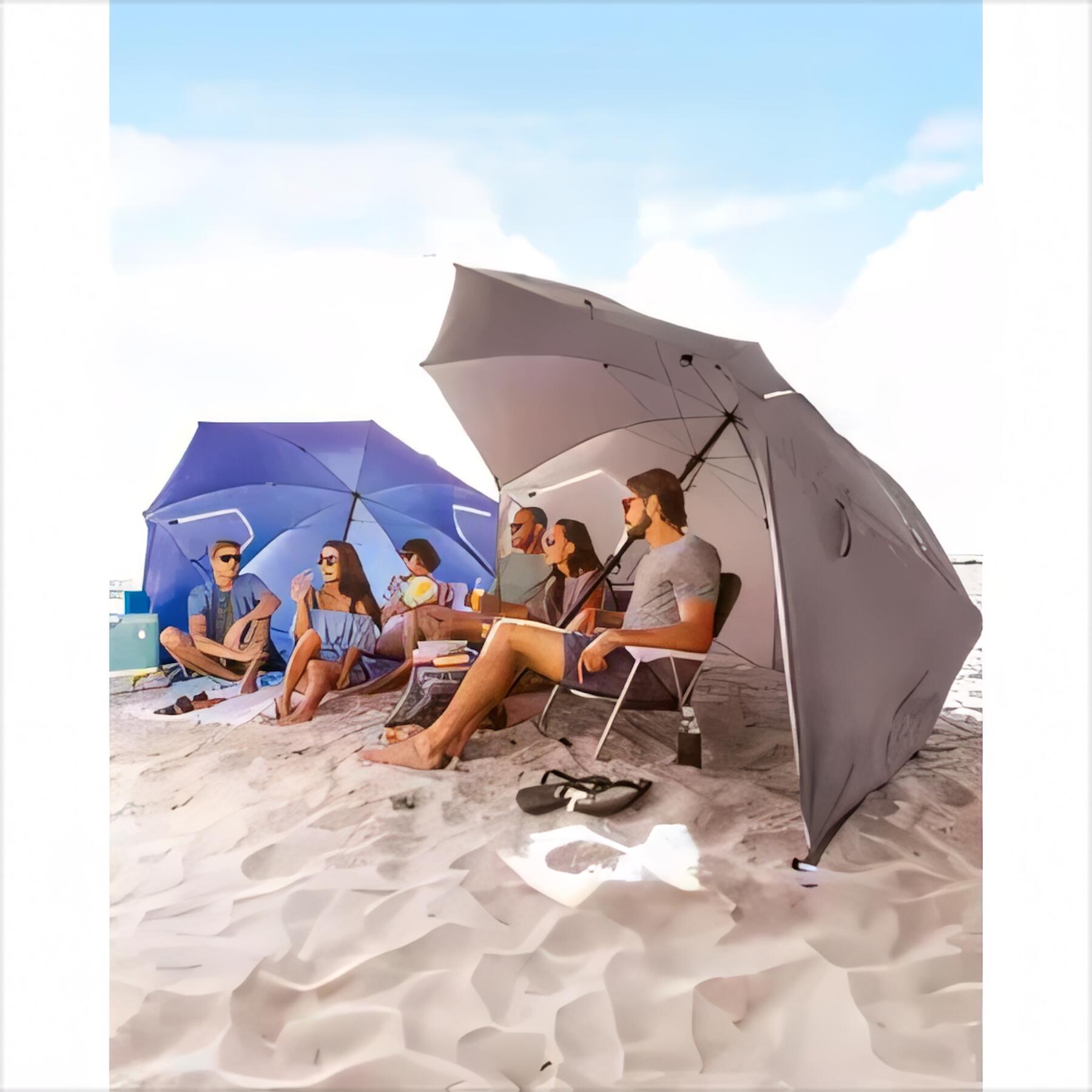 UV Protective Beach Umbrella with Pockets