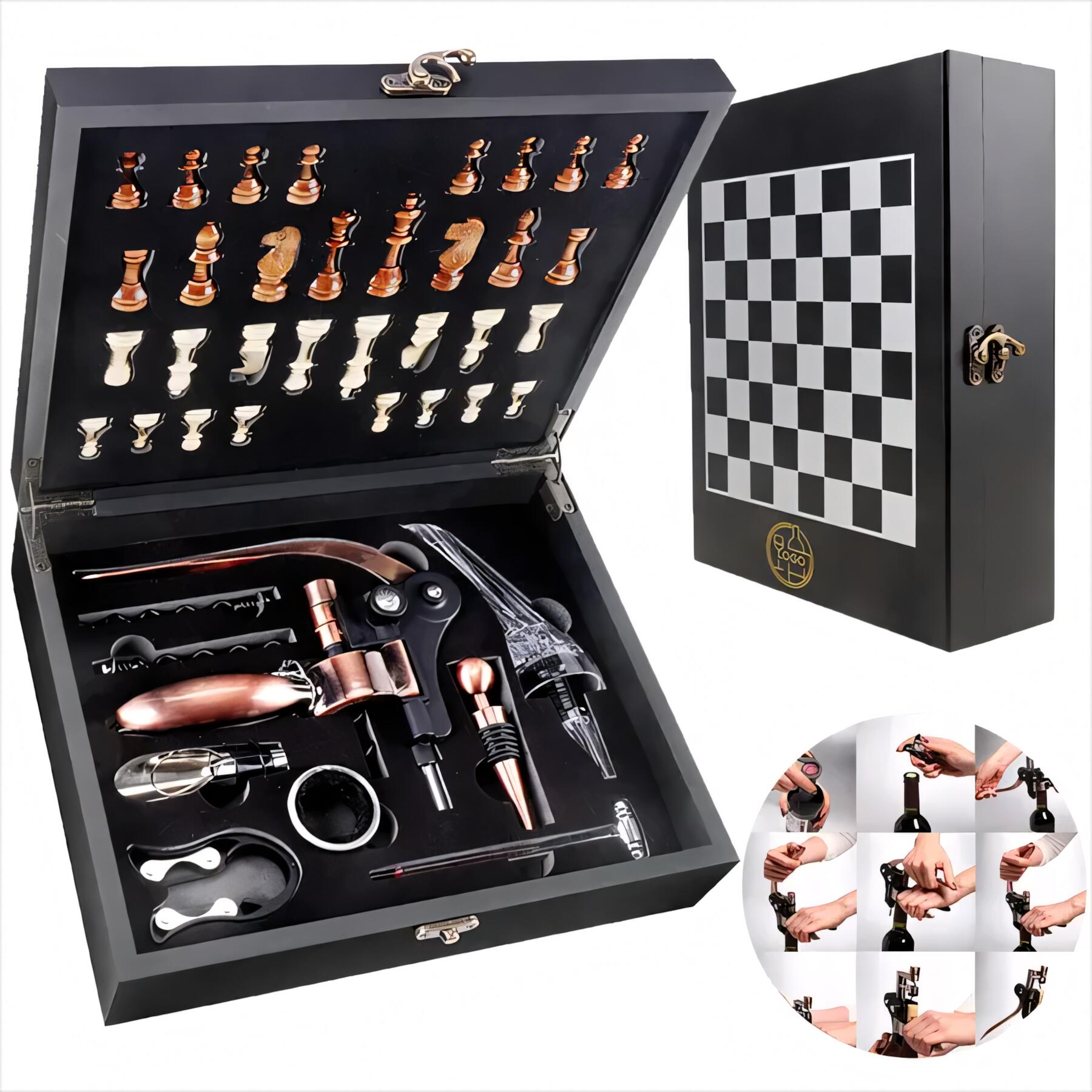 Deluxe Wine Chess Gift Set