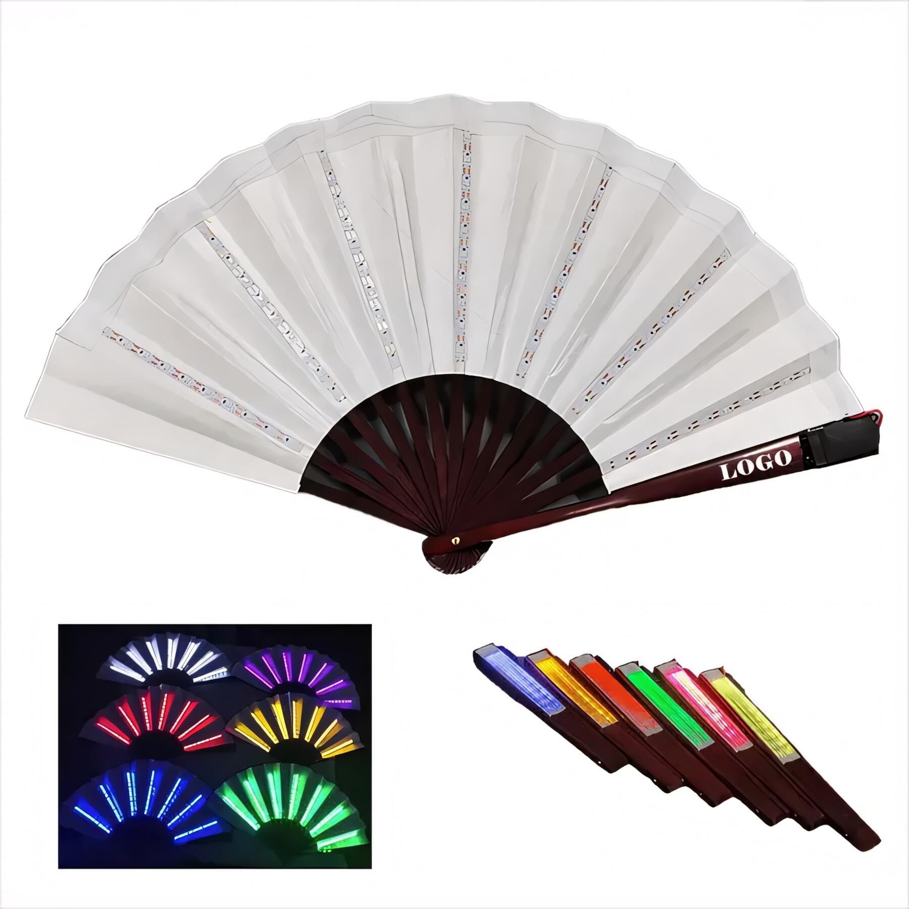 LED Glowing Silk Folding Fan