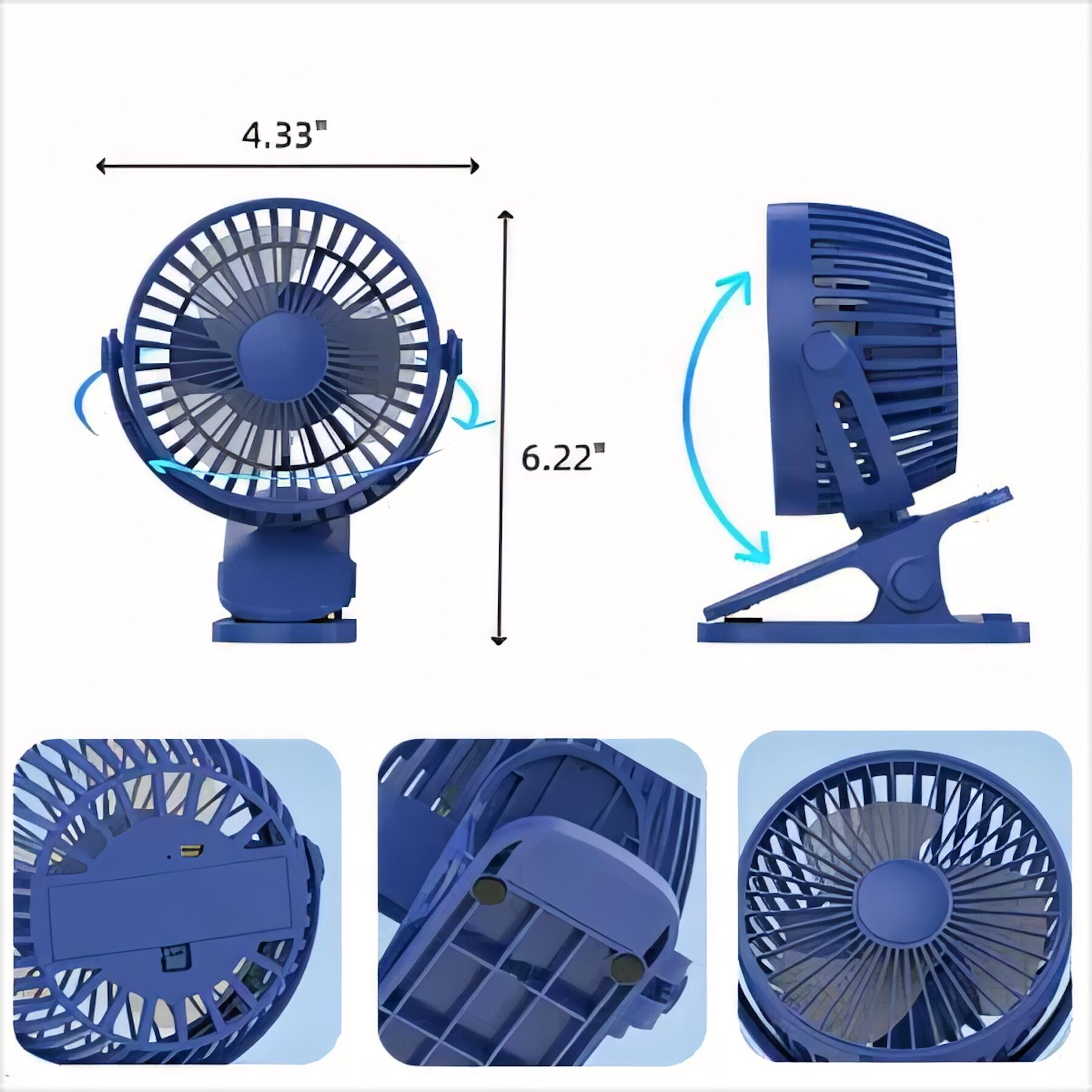 Portable USB Rechargeable Clip Fan