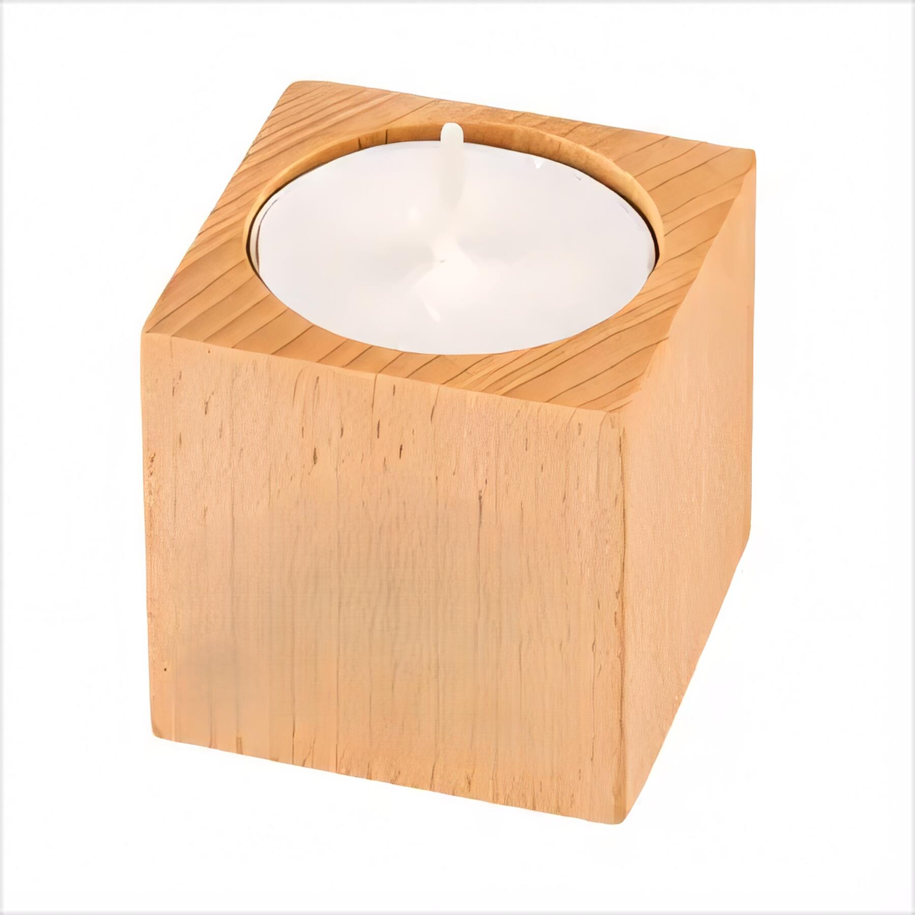 Beechwood Cube Candle Holder