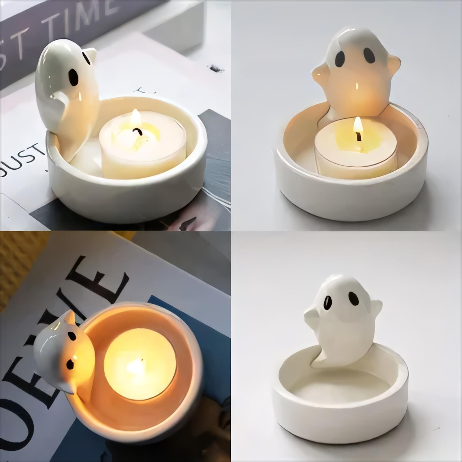 Adorable Ceramic Ghost Candle Holder
