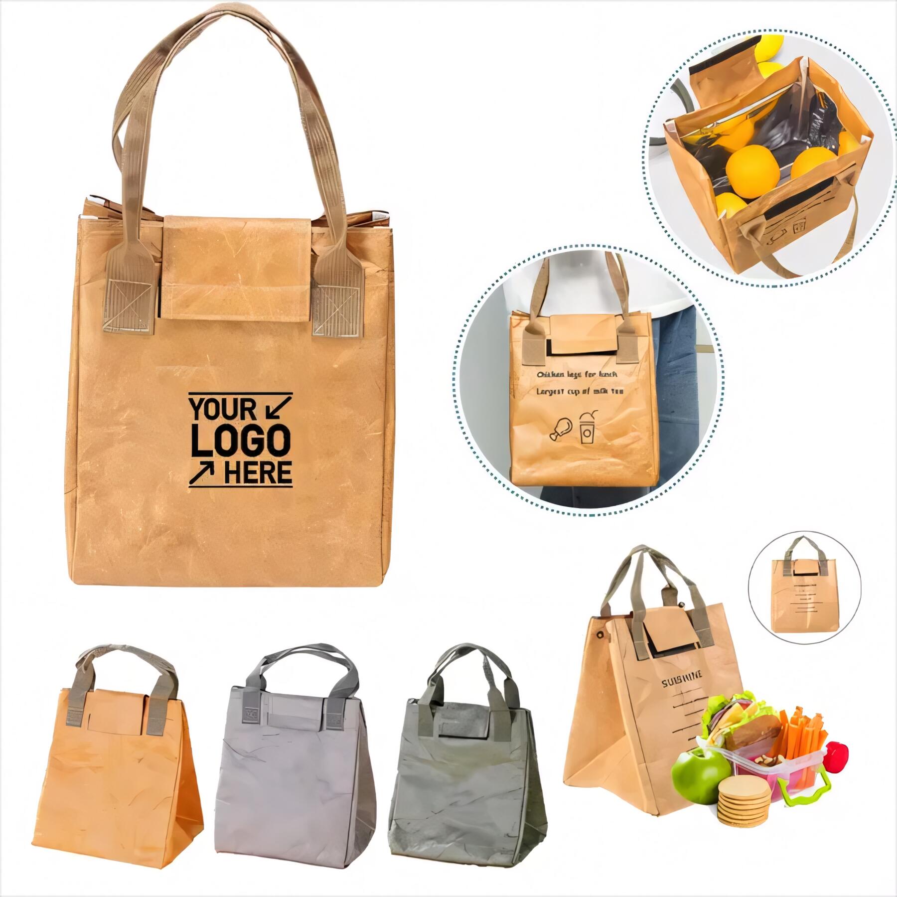 Washable Kraft Paper Lunch Tote