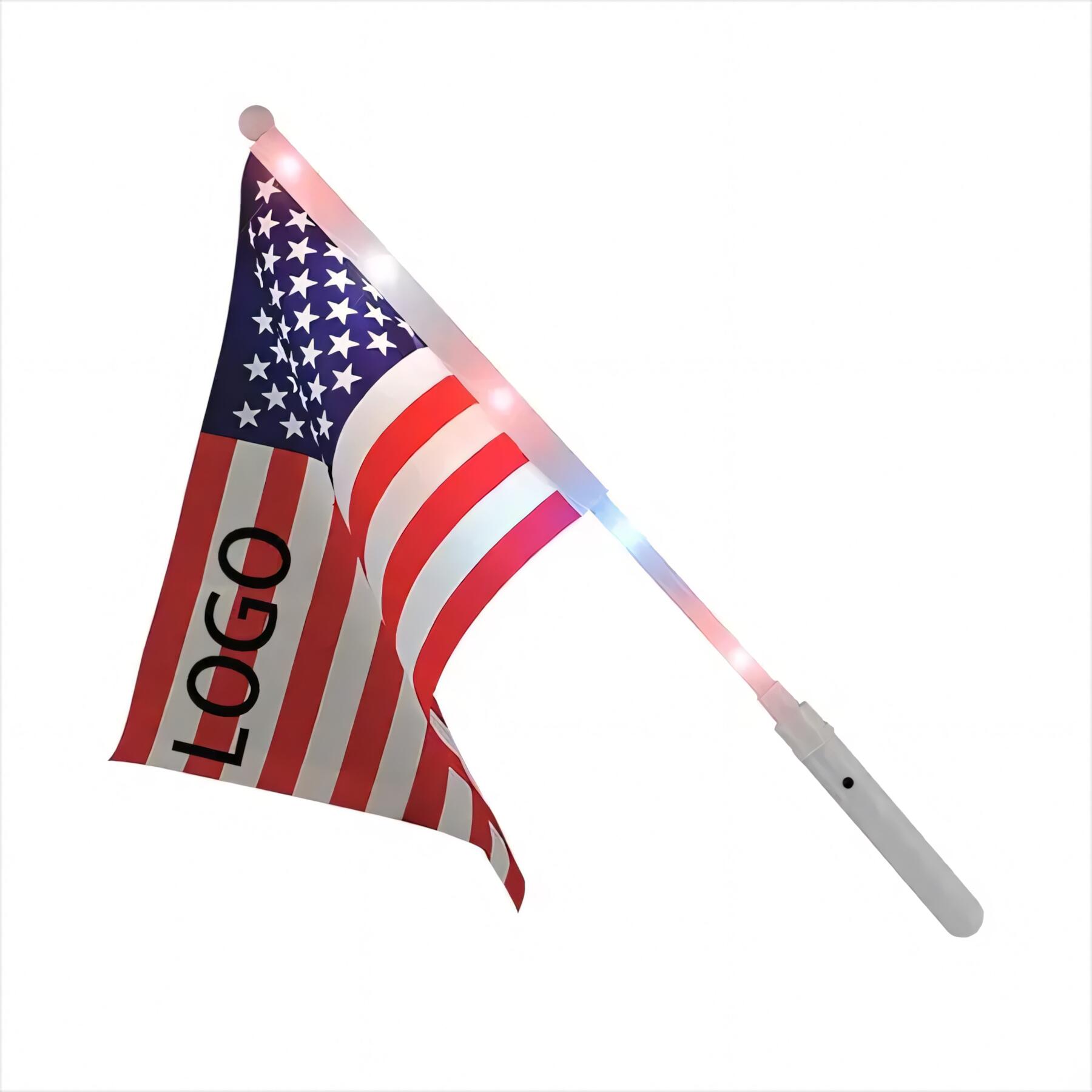 LED Flagpole with Glowing Flag