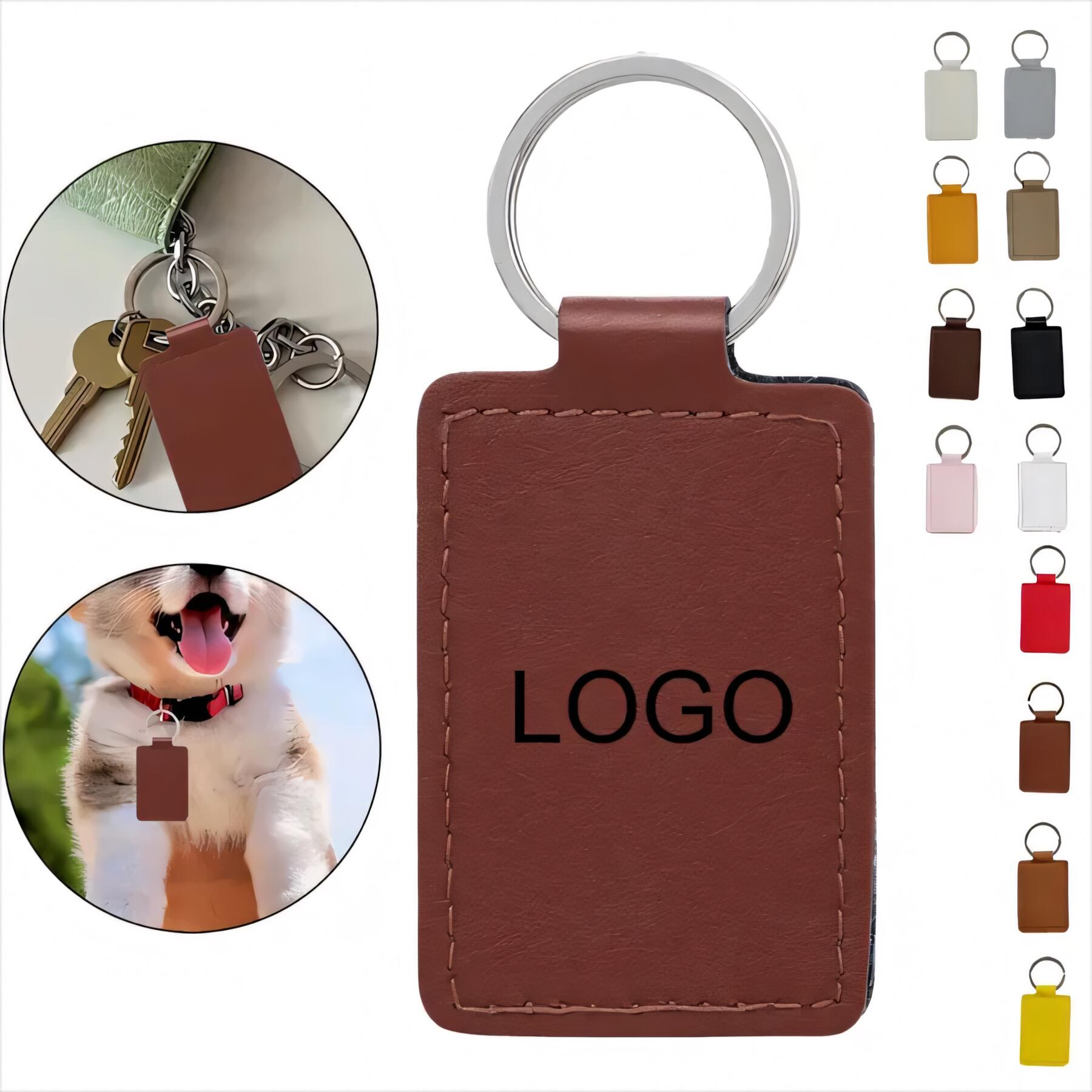 Rectangular Pu Leather Keychain